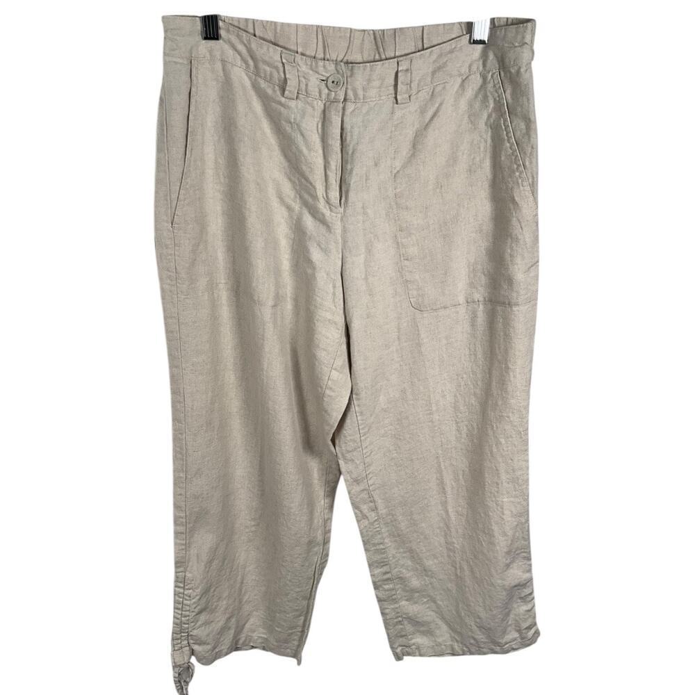 Charter Club Weekend Linen Pants Medium Beige Capri Cropped Casual Vacation